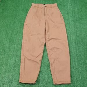 Express Pants Womens 00 Tapered Ankle Super High Rise Chino Pleated Twill